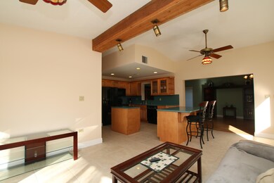 View from living room towards kitchen