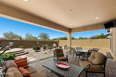 Oversized covered patio and firepit
