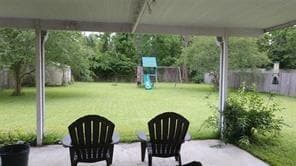 Patio looking at backyard