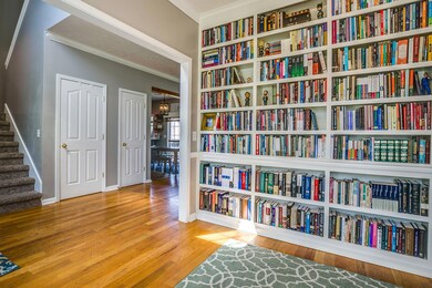 Beautiful built-in book shelves in the front office space. 