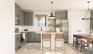 Kitchen with pendant lighting