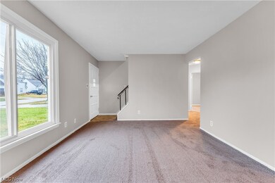 Unfurnished room featuring light colored carpet