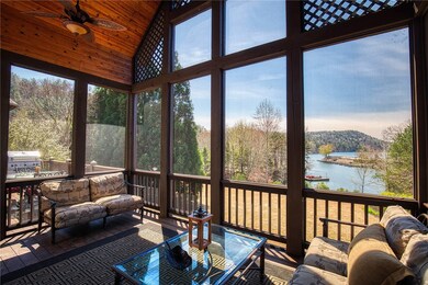 Screened porch with long lake views