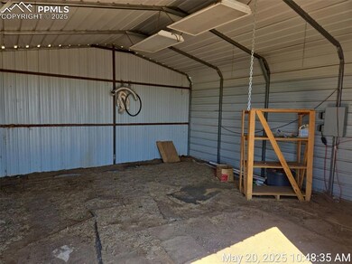 Garage with metal wall
