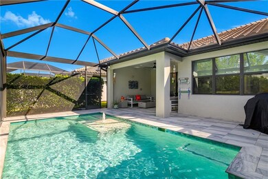 Outdoor pool featuring a ceiling fan, a lanai, a patio area, an outdoor living space, and a sunroom