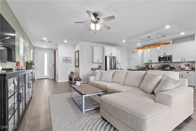 Expansive living room opens to the kitchen and dinning area