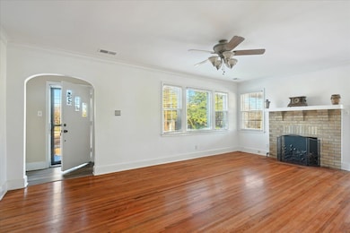 Unfurnished living room with a fireplace, ceiling 