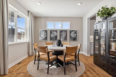 The formal dining room, connecting to the kitchen thru the butler's pantry adds a wonderful sophistication to this home. Example from model home.  Home for sale is the same color package as shown.