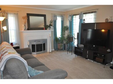 Spacious living room with newer carpet.