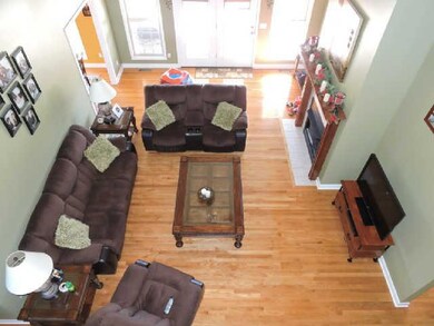 View of the living room and catwalk