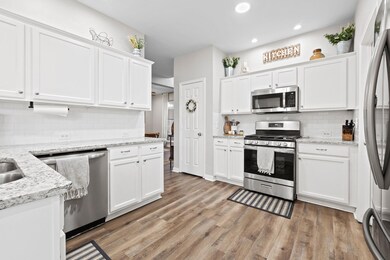 Kitchen with appliances with stainless steel finis