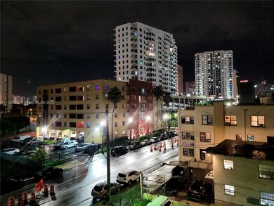 View of building across from Miami River bridge on
