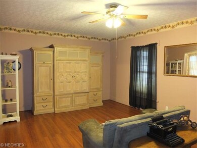 Large living room with 9 foot ceilings.