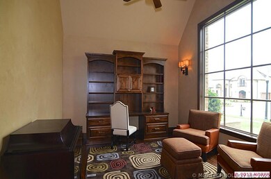 The study is immediately to the right of the entry