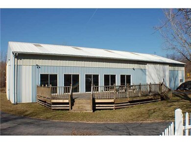 Aerial View Pole Barn with inground pool