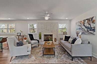 Living room with focal point fireplace