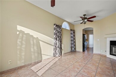 Ceiling fans, double sided fire place, tile floori
