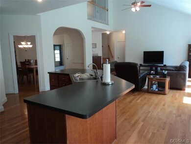 View from kitchen to family room and dining room