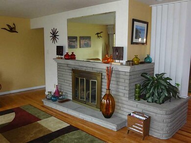 Living Room. The planter and divider at the end of