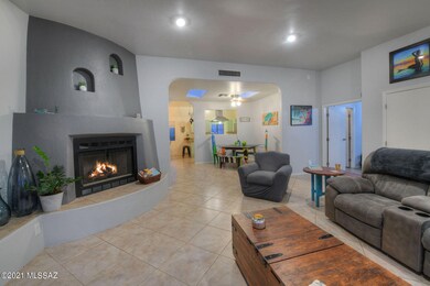 Beehive fireplace w/banco seating