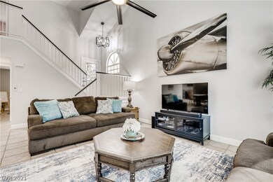 Family room with high vaulted ceilings