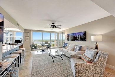 Living area with Kitchen counter bar seating