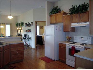 View of kitchen from the front hallway