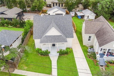 Aerial perspective of suburban area