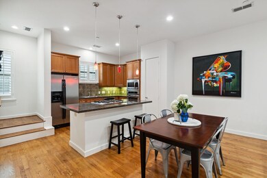 Kitchen with appliances with stainless steel finis