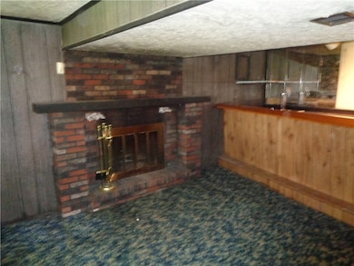 Wood burning fireplace in finished lower level