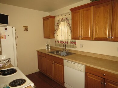 Kitchen with oak cabinets
