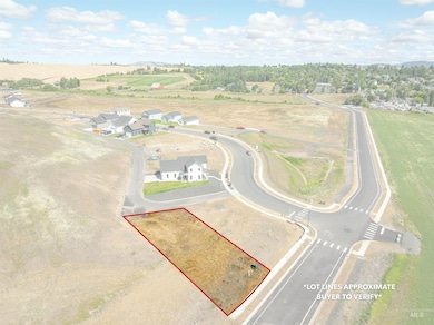 Aerial view of sparsely populated area with property parcel outlined