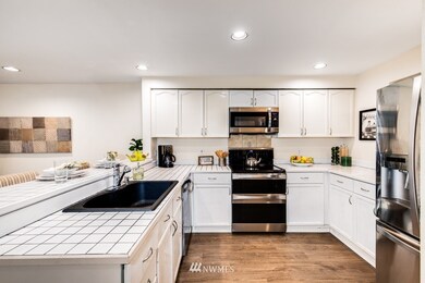 Kitchen with lots of counter space and storage.