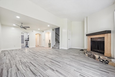 Spacious living room seamlessly flows into the din