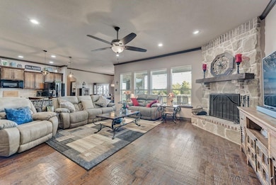 An open floor plan with stunning views overlooking the backyard.