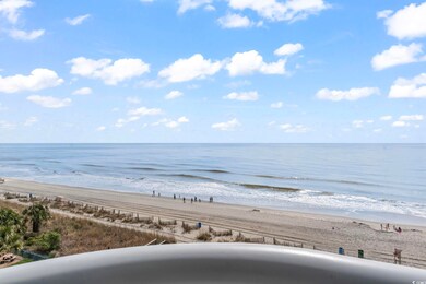 View of water feature with a beach view