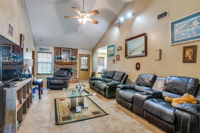 Living room with fireplace.