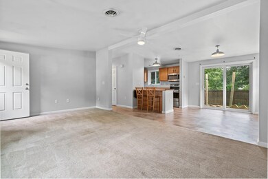 Kitchen and Slider View from the Living Room