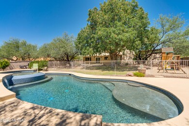 Huge yard with saltwater pool and spa