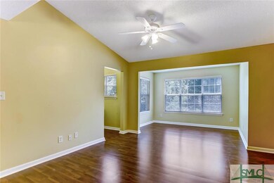 Vaulted ceilings in living area.