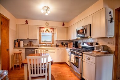Kitchen overlooks the backyard