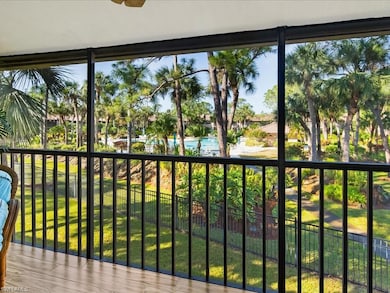 The lanai has an incredible serene pool view