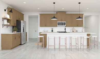 Kitchen with center island and pendant lighting