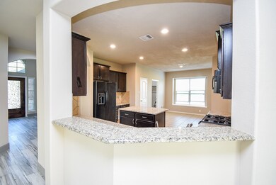 This photo showcases a modern kitchen with granite