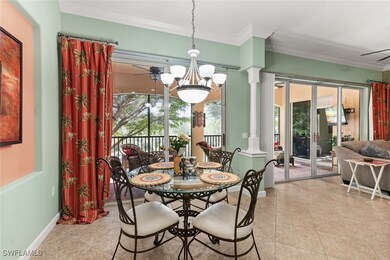 Dining area featuring decorative columns, baseboar