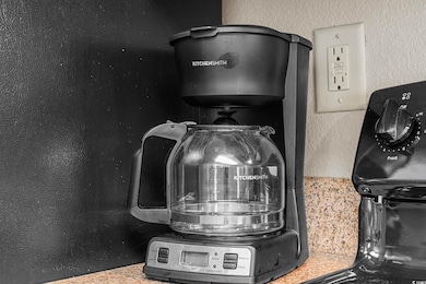 Kitchen view of a textured wall