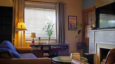 Living area with a fireplace