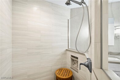 Walk in shower.