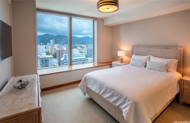 Bedroom affords space for a king bed, 2 night stands, dresser and walk-in closet. All furniture has been removed, unit is sold unfurnished