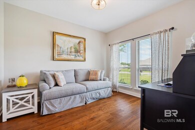 Living room featuring dark wood-type flooring